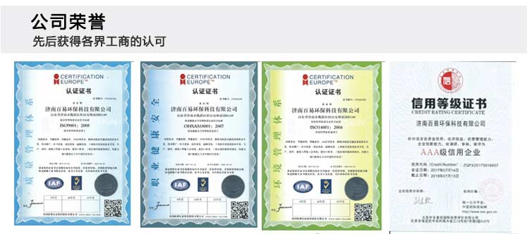 电动高压清洗车生产企业荣誉证书
